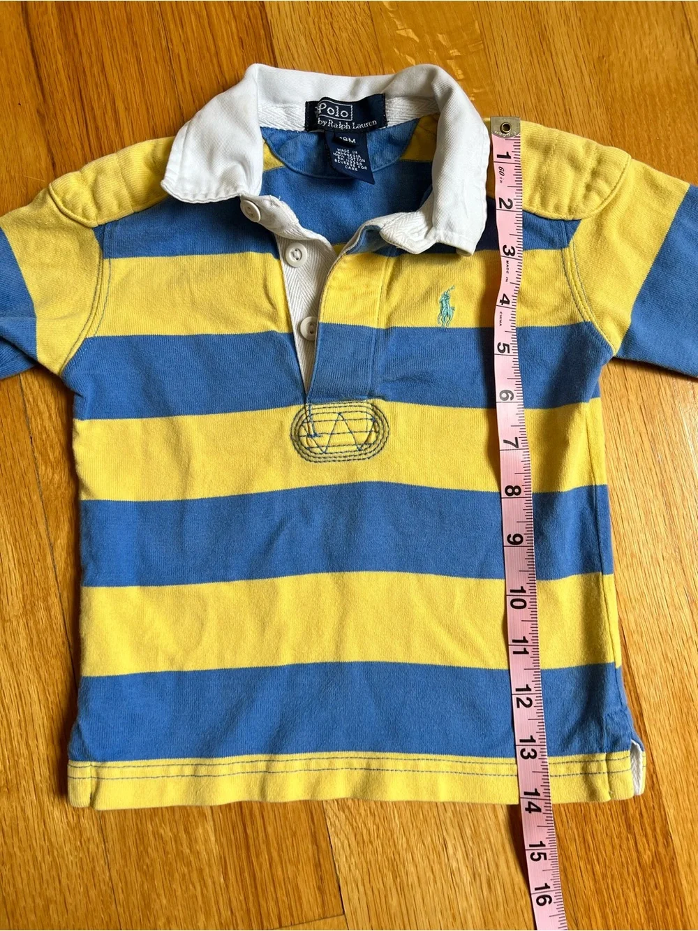 Ralph Lauren Boys Yellow & Blue Striped Rugby Polo size 18 months